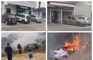 Cooperativa de crédito é alvo de roubo em Pedras Grandes; carro é incendiado na fuga