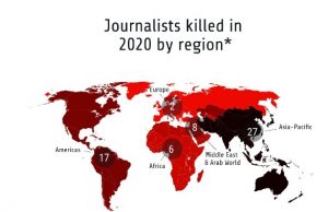 60 jornalistas foram assassinados em 2020 no mundo; nenhum no Brasil