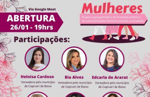 Projeto Mulheres de formação política e de conscientização feminina inicia nesta terça-feira (26)