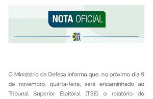 Defesa diz que relatório das Forças Armadas sobre urnas será entregue ao TSE no dia 9