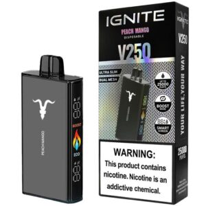 Ignite V250 Black – 25000 Puffs – Peach Mango